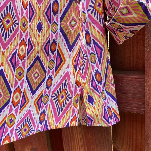 Chico’s Ikat Linen Button-Back Shirt % Linen No Iron Women’s Size L - Picture 15 of 16